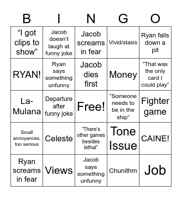 Thug Shaker Central Bingo Card