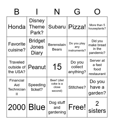 Jennifer Bingo Card