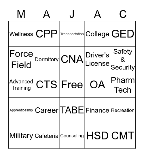 HEALTH CMT Bingo Card