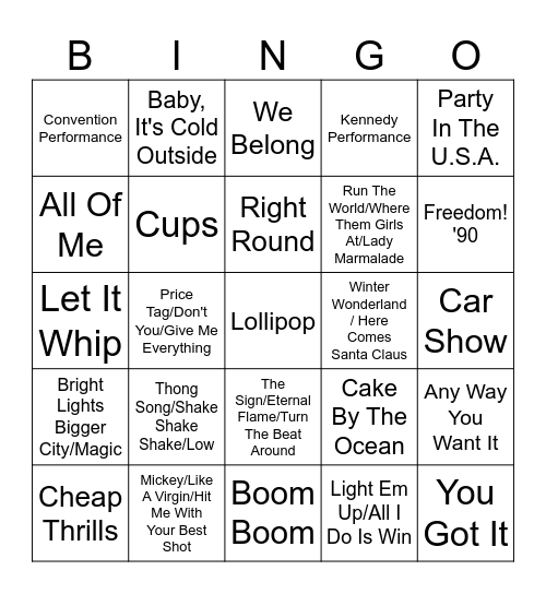 Pitch Perfect Bingo Card