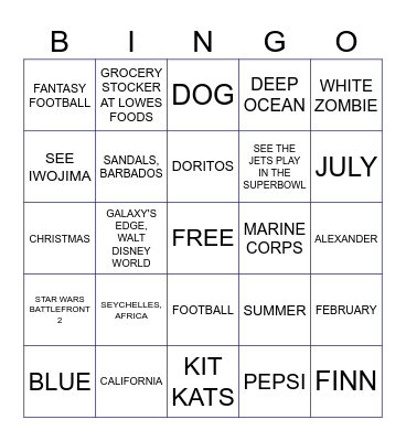 BAILEY BINGO Card