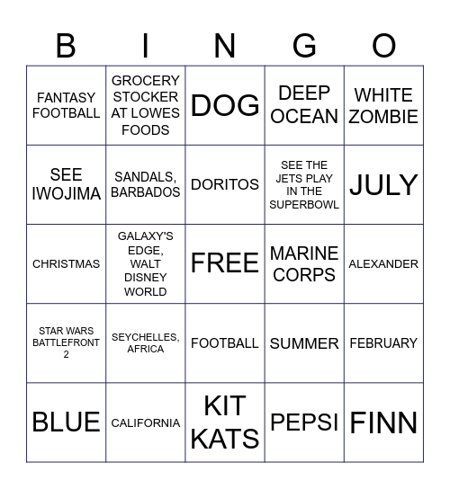 BAILEY BINGO Card