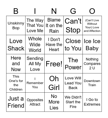 Billboard Hot 100 of 1990 (HAPPY BIRTHDAY KB!!) Bingo Card