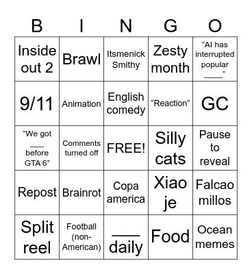 Insta bingo Card