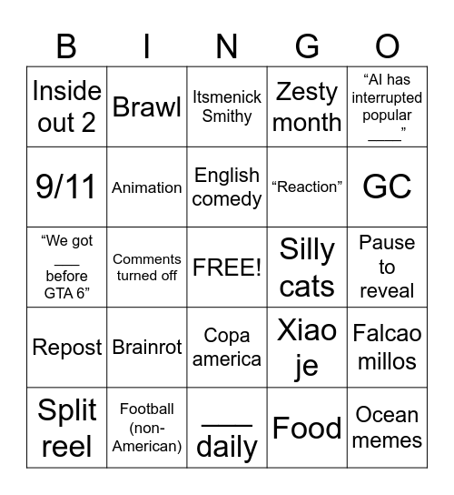 Insta bingo Card