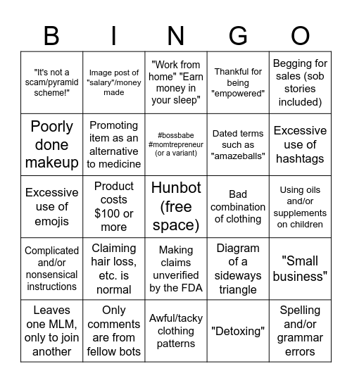 MLM Bingo Card