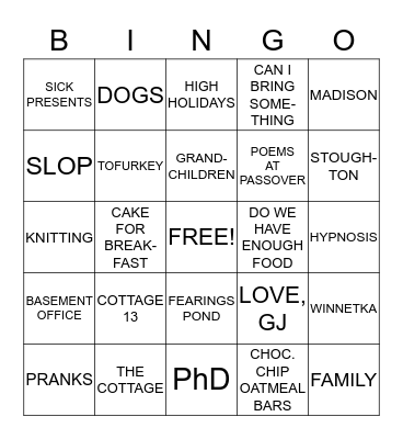 MOM'S 85th BIRTHDAY BINGO! Bingo Card