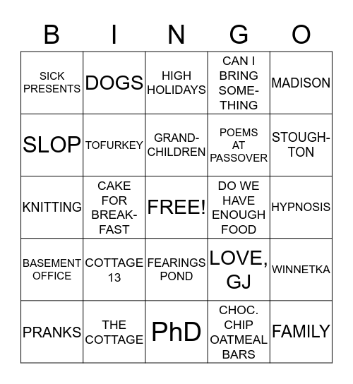 MOM'S 85th BIRTHDAY BINGO! Bingo Card