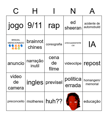 tiktok chines Bingo Card