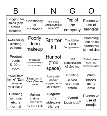 MLM Bingo Card