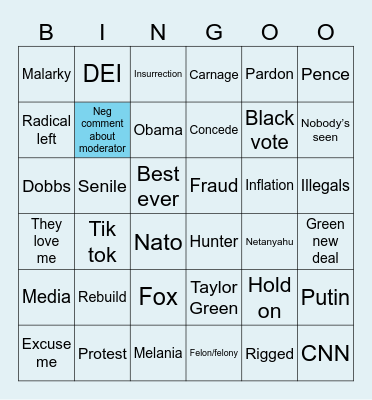 2024 Presidential Debate I Bingo Card