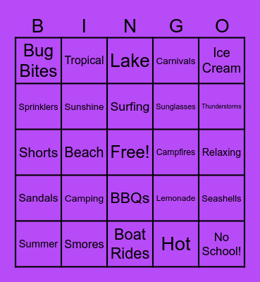 Summer Bingo Card
