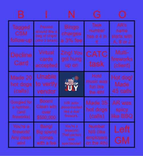 Happy National BINGO Day & 4th of July! Bingo Card