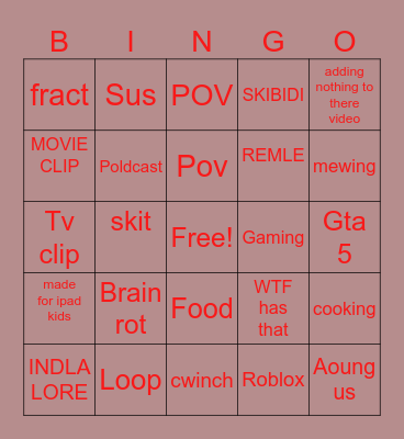 Youtube  Bingo Card