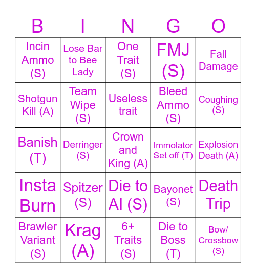 Hunt Spectate Bingo Card