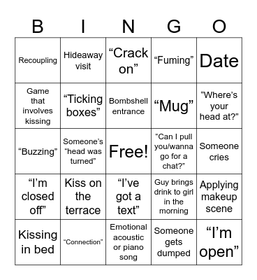 Love Island Bingo Card
