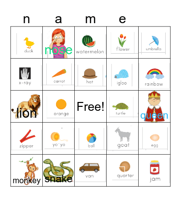 Alphabet Bingo! Bingo Card