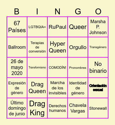 PRIDE BINGO - GEP Bingo Card