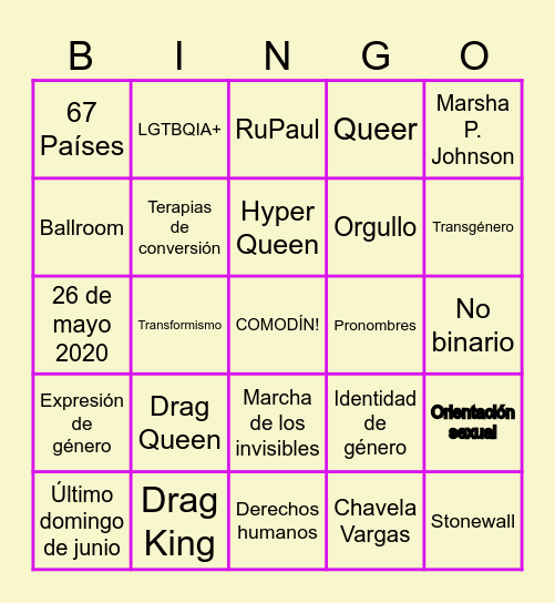PRIDE BINGO - GEP Bingo Card