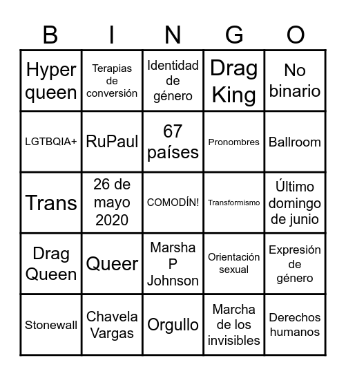 GEP PRIDE BINGO Card