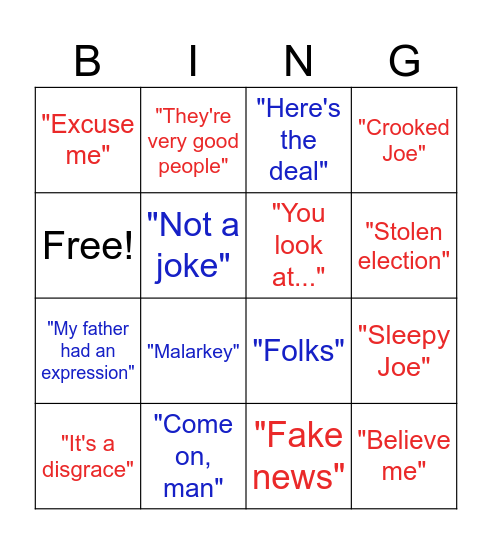 June 2024 Presidential Debate Bingo Card