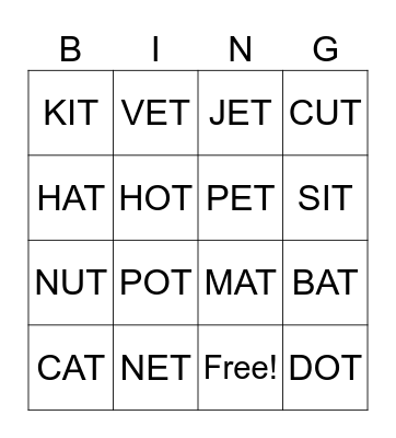 THE PHONICS BINGO Card