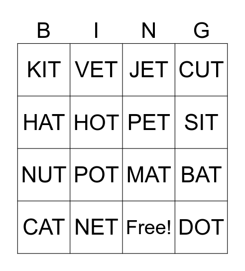 THE PHONICS BINGO Card