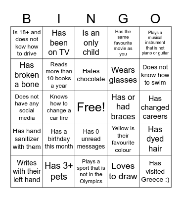 An almost impossible bingo? Bingo Card