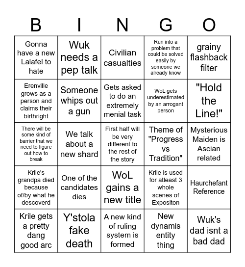 Dawntrail Bingo Card