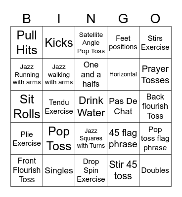 Color Guard Bingo Card