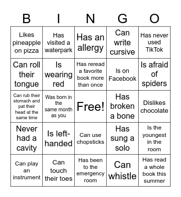 Find Someone Who… Bingo Card