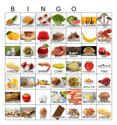 FOOD Bingo Card