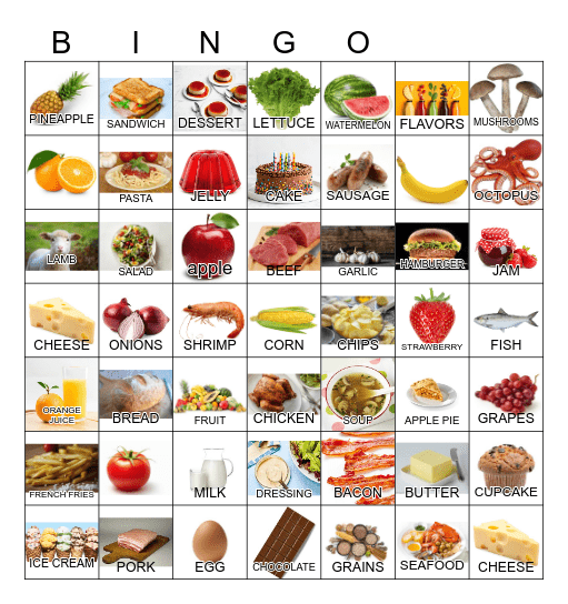 FOOD Bingo Card