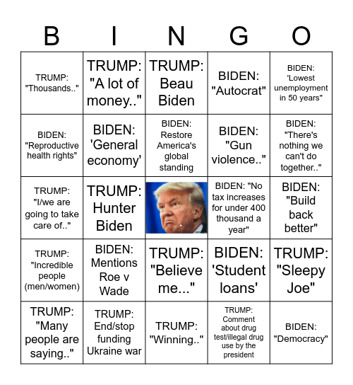 TRUMP VS BIDEN Bingo Card