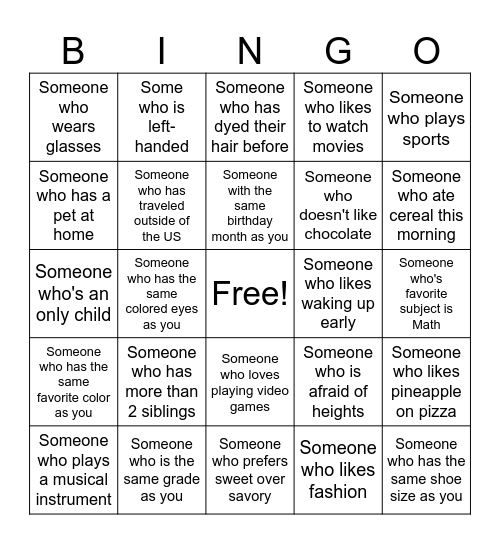 Human Bingo Card