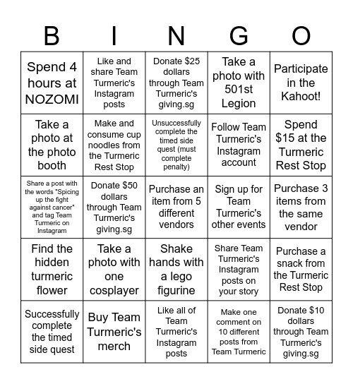 NOZOMI Bingo Card