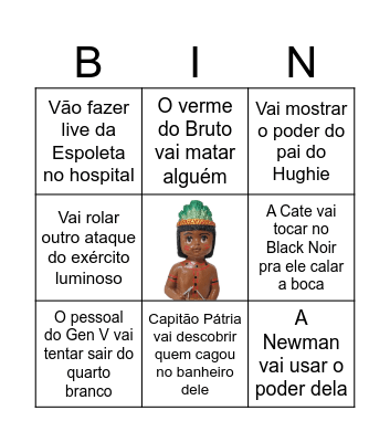 Bingo do Ep 5 de The Boys Bingo Card
