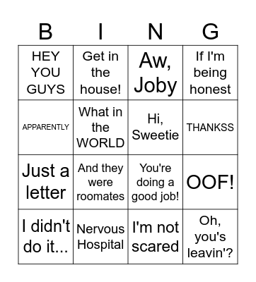 Things Dad Says Bingo Card