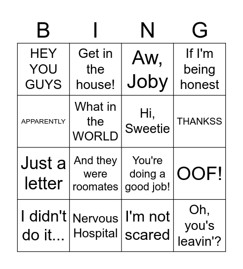 Things Dad Says Bingo Card