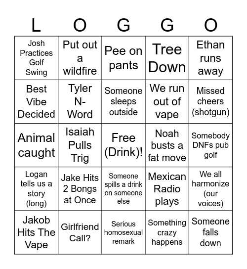 Logogogogo Bingo Card