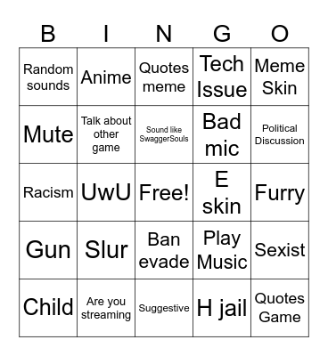 VRChat Bingo Card