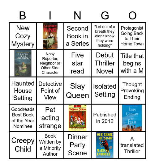 Backlist Thriller Book 2024 Bingo Card