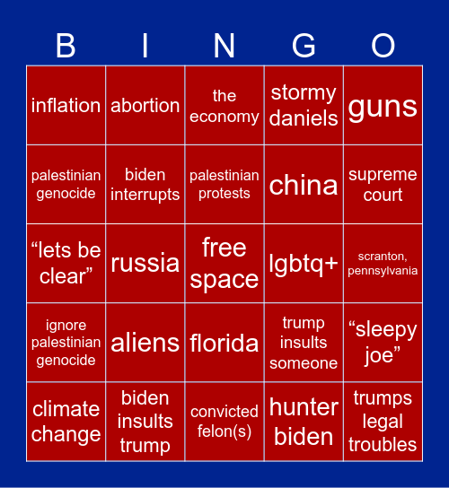 presidential debate 2024 Bingo Card