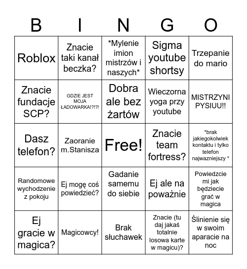 Kuba Bingo Card
