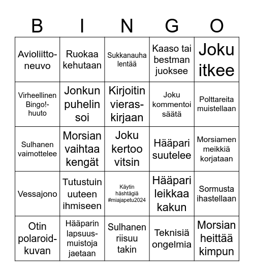 Hääbingo Card