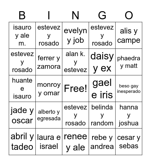 besos ronin Bingo Card