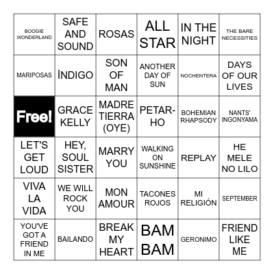 BINGO MUSICAL Bingo Card