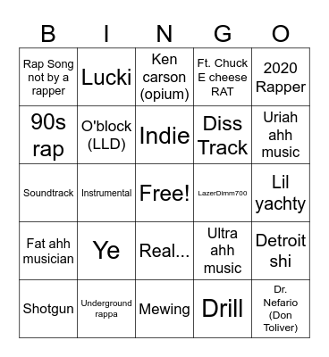 Spotify Bingo Card