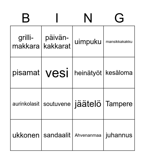 KESÄBINGO Card