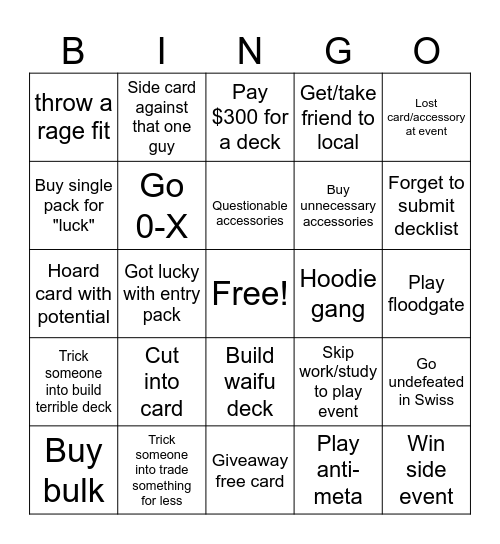 Yugioh Bingo Card